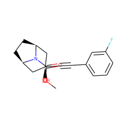 COC(=O)N1[C@H]2CC[C@@H]1C[C@@](O)(C#Cc1cccc(F)c1)C2 ZINC000103287293