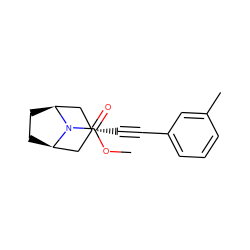 COC(=O)N1[C@H]2CC[C@@H]1C[C@@H](C#Cc1cccc(C)c1)C2 ZINC000103293064