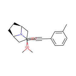 COC(=O)N1[C@H]2CC[C@@H]1C[C@](C#Cc1cccc(C)c1)(OC)C2 ZINC000103293067