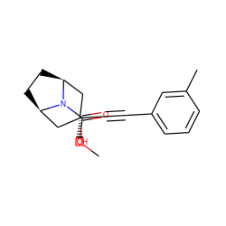 COC(=O)N1[C@H]2CC[C@@H]1C[C@](O)(C#Cc1cccc(C)c1)C2 ZINC000299821106