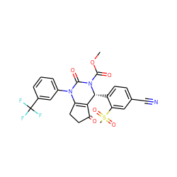 COC(=O)N1C(=O)N(c2cccc(C(F)(F)F)c2)C2=C(C(=O)CC2)[C@H]1c1ccc(C#N)cc1S(C)(=O)=O ZINC000218641946