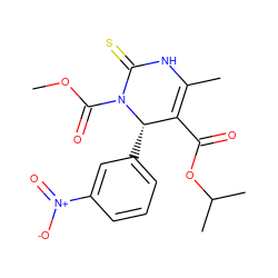 COC(=O)N1C(=S)NC(C)=C(C(=O)OC(C)C)[C@@H]1c1cccc([N+](=O)[O-])c1 ZINC000101684412