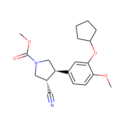 COC(=O)N1C[C@@H](C#N)[C@H](c2ccc(OC)c(OC3CCCC3)c2)C1 ZINC000026154280