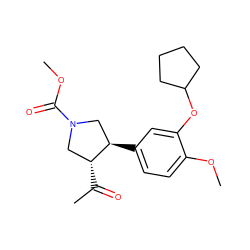 COC(=O)N1C[C@@H](C(C)=O)[C@H](c2ccc(OC)c(OC3CCCC3)c2)C1 ZINC000013744993