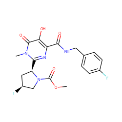 COC(=O)N1C[C@@H](F)C[C@H]1c1nc(C(=O)NCc2ccc(F)cc2)c(O)c(=O)n1C ZINC000058591915