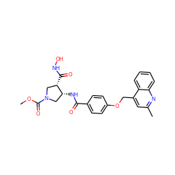 COC(=O)N1C[C@@H](NC(=O)c2ccc(OCc3cc(C)nc4ccccc34)cc2)[C@@H](C(=O)NO)C1 ZINC000029129184