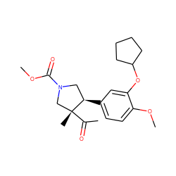 COC(=O)N1C[C@@H](c2ccc(OC)c(OC3CCCC3)c2)[C@](C)(C(C)=O)C1 ZINC000003824069