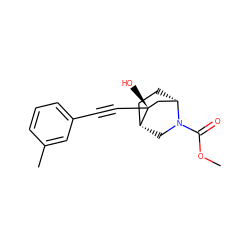 COC(=O)N1C[C@@H]2CC[C@H]1C[C@@]2(O)C#Cc1cccc(C)c1 ZINC000103293078
