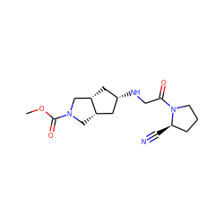 COC(=O)N1C[C@H]2C[C@@H](NCC(=O)N3CCC[C@H]3C#N)C[C@H]2C1 ZINC000101349621