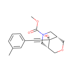 COC(=O)N1C[C@H]2COC[C@@H](C1)[C@]2(O)C#Cc1cccc(C)c1 ZINC000103293074