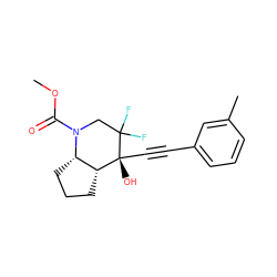 COC(=O)N1CC(F)(F)[C@](O)(C#Cc2cccc(C)c2)[C@@H]2CCC[C@@H]21 ZINC000103273428