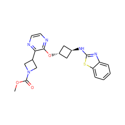 COC(=O)N1CC(c2nccnc2O[C@H]2C[C@H](Nc3nc4ccccc4s3)C2)C1 ZINC000146304922