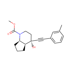 COC(=O)N1CC[C@@](O)(C#Cc2cccc(C)c2)[C@H]2CCC[C@H]21 ZINC000103273423