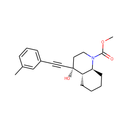 COC(=O)N1CC[C@](O)(C#Cc2cccc(C)c2)[C@H]2CCCC[C@@H]21 ZINC000103273436