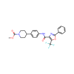 COC(=O)N1CCC(c2ccc(NC(=O)c3nc(-c4ccccc4)oc3C(F)(F)F)cc2)CC1 ZINC000071315830