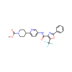 COC(=O)N1CCC(c2ccc(NC(=O)c3nc(-c4ccccc4)oc3C(F)(F)F)cn2)CC1 ZINC000071329429