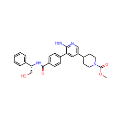 COC(=O)N1CCC(c2cnc(N)c(-c3ccc(C(=O)N[C@H](CO)c4ccccc4)cc3)c2)CC1 ZINC001772574260