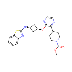 COC(=O)N1CCC(c2nccnc2O[C@H]2C[C@H](Nc3nc4ccccc4s3)C2)CC1 ZINC000148178674