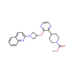 COC(=O)N1CCC(c2nccnc2OC2CN(c3ccc4ccccc4n3)C2)CC1 ZINC000096168864