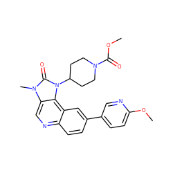 COC(=O)N1CCC(n2c(=O)n(C)c3cnc4ccc(-c5ccc(OC)nc5)cc4c32)CC1 ZINC000203415535