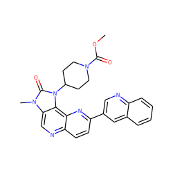 COC(=O)N1CCC(n2c(=O)n(C)c3cnc4ccc(-c5cnc6ccccc6c5)nc4c32)CC1 ZINC000118532879