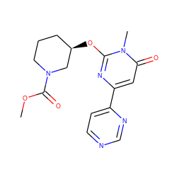 COC(=O)N1CCC[C@@H](Oc2nc(-c3ccncn3)cc(=O)n2C)C1 ZINC000205413822