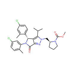 COC(=O)N1CCC[C@H]1Cn1nc2c(c1C(C)C)[C@@H](c1ccc(Cl)cc1C)N(c1cc(Cl)ccc1C)C2=O ZINC000206095199