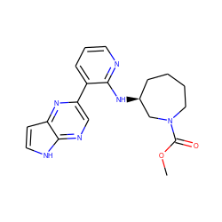 COC(=O)N1CCCC[C@H](Nc2ncccc2-c2cnc3[nH]ccc3n2)C1 ZINC000169083608