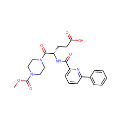 COC(=O)N1CCN(C(=O)[C@H](CCC(=O)O)NC(=O)c2cccc(-c3ccccc3)n2)CC1 ZINC000043010391