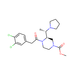 COC(=O)N1CCN(C(=O)Cc2ccc(Cl)c(Cl)c2)[C@@H]([C@H](C)N2CCCC2)C1 ZINC000013863717