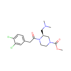 COC(=O)N1CCN(C(=O)Cc2ccc(Cl)c(Cl)c2)[C@@H](CN(C)C)C1 ZINC000013832133