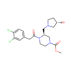 COC(=O)N1CCN(C(=O)Cc2ccc(Cl)c(Cl)c2)[C@@H](CN2CC[C@H](O)C2)C1 ZINC000000591900