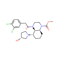 COC(=O)N1CCN(C(=O)Cc2ccc(Cl)c(Cl)c2)[C@@H]2[C@@H](N3CC[C@@H](O)C3)CCC[C@@H]21 ZINC001772636785