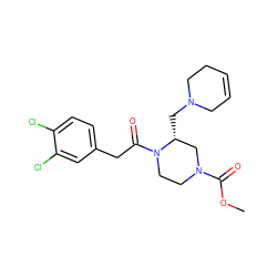 COC(=O)N1CCN(C(=O)Cc2ccc(Cl)c(Cl)c2)[C@H](CN2CC=CCC2)C1 ZINC000003800875