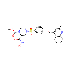 COC(=O)N1CCN(S(=O)(=O)c2ccc(OCc3cc(C)nc4c3CCCC4)cc2)C[C@@H]1C(=O)NO ZINC001772575531