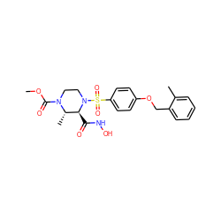 COC(=O)N1CCN(S(=O)(=O)c2ccc(OCc3ccccc3C)cc2)[C@@H](C(=O)NO)[C@@H]1C ZINC000013553165