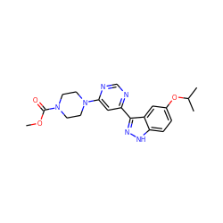 COC(=O)N1CCN(c2cc(-c3n[nH]c4ccc(OC(C)C)cc34)ncn2)CC1 ZINC001772615917