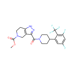 COC(=O)N1CCc2[nH]nc(C(=O)N3CCC(c4cc(F)cc(F)c4C(F)(F)F)CC3)c2C1 ZINC001772627133