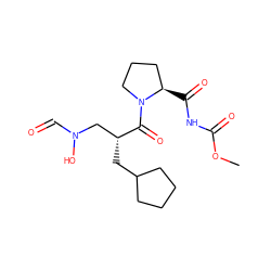 COC(=O)NC(=O)[C@@H]1CCCN1C(=O)[C@H](CC1CCCC1)CN(O)C=O ZINC000034874051