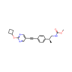 COC(=O)NC[C@@H](C)c1ccc(C#Cc2cnc(OC3CCC3)nc2)cc1 ZINC000169706483