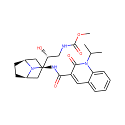 COC(=O)NC[C@@H](O)CN1[C@H]2CC[C@@H]1C[C@H](NC(=O)c1cc3ccccc3n(C(C)C)c1=O)C2 ZINC000101531629