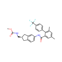 COC(=O)NC[C@@H]1Cc2ccc(NC(=O)c3cc(C)cc(C)c3-c3ccc(C(F)(F)F)cc3)cc2C1 ZINC000013471275