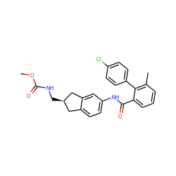 COC(=O)NC[C@@H]1Cc2ccc(NC(=O)c3cccc(C)c3-c3ccc(Cl)cc3)cc2C1 ZINC000013471281