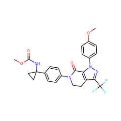 COC(=O)NC1(c2ccc(N3CCc4c(C(F)(F)F)nn(-c5ccc(OC)cc5)c4C3=O)cc2)CC1 ZINC000040872616