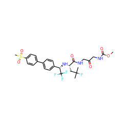 COC(=O)NCC(=O)CNC(=O)[C@H](CC(C)(C)F)N[C@@H](c1ccc(-c2ccc(S(C)(=O)=O)cc2)cc1)C(F)(F)F ZINC000044430434
