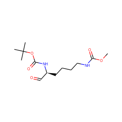 COC(=O)NCCCC[C@@H](C=O)NC(=O)OC(C)(C)C ZINC000013588604