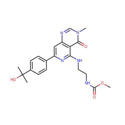 COC(=O)NCCNc1nc(-c2ccc(C(C)(C)O)cc2)cc2ncn(C)c(=O)c12 ZINC000115625463