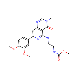 COC(=O)NCCNc1nc(-c2ccc(OC)c(OC)c2)cc2ncn(C)c(=O)c12 ZINC000115625570