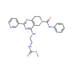 COC(=O)NCCNc1nc(-c2cccnc2)nc2c1CN(C(=O)Nc1ccccc1)CC2 ZINC000169701441