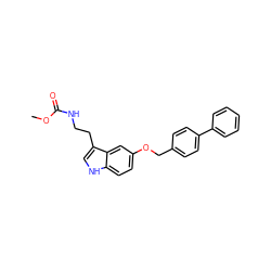 COC(=O)NCCc1c[nH]c2ccc(OCc3ccc(-c4ccccc4)cc3)cc12 ZINC000095596519